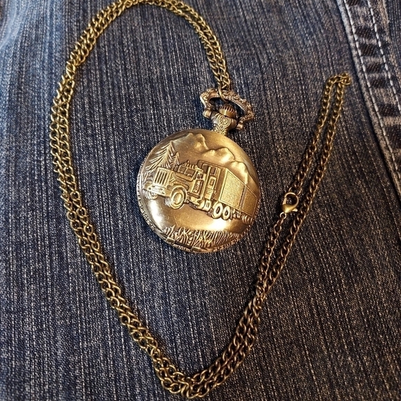 New In package Pocket watch 16" chain Bronge Trucker new - Picture 5 of 14